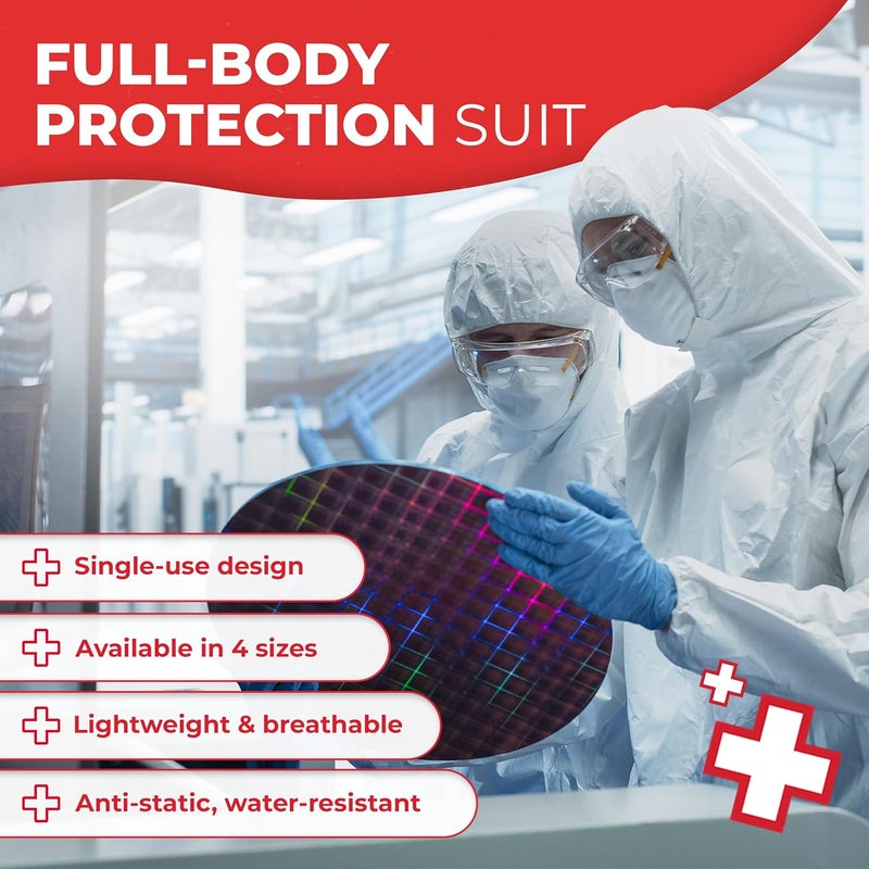Ever Ready First Aid Disposable Microporous Coated Coverall Suit with Elastic Wrists, Elastic Ankles, Elastic Waist And Hood - Image 2